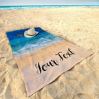 Custom Beach Towel Summer Pool Parties  - Personalized Name On Bath Towel Perfect Birthday Gift Vacation Towel Bachelorette Ocean Waves