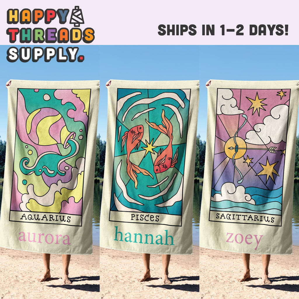 Custom Zodiac Beach Towel: Personalized Horoscope Gift