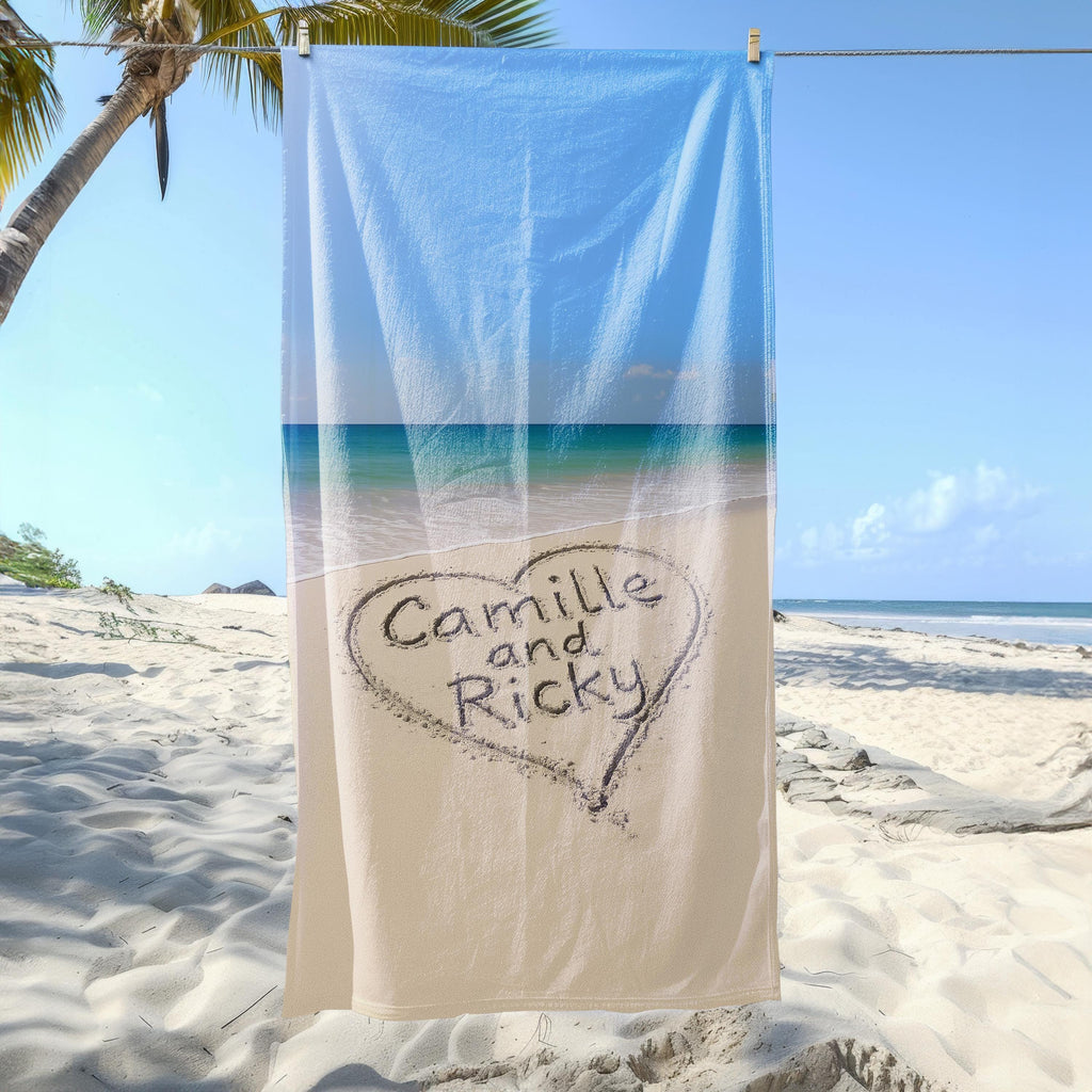 Personalized Mr And Mrs Beach Towel, Custom Honeymoon Towel,  Wifey & Hubby Newlywed Gift, Custom Honeymoon Gifts - Set Of Two Towels