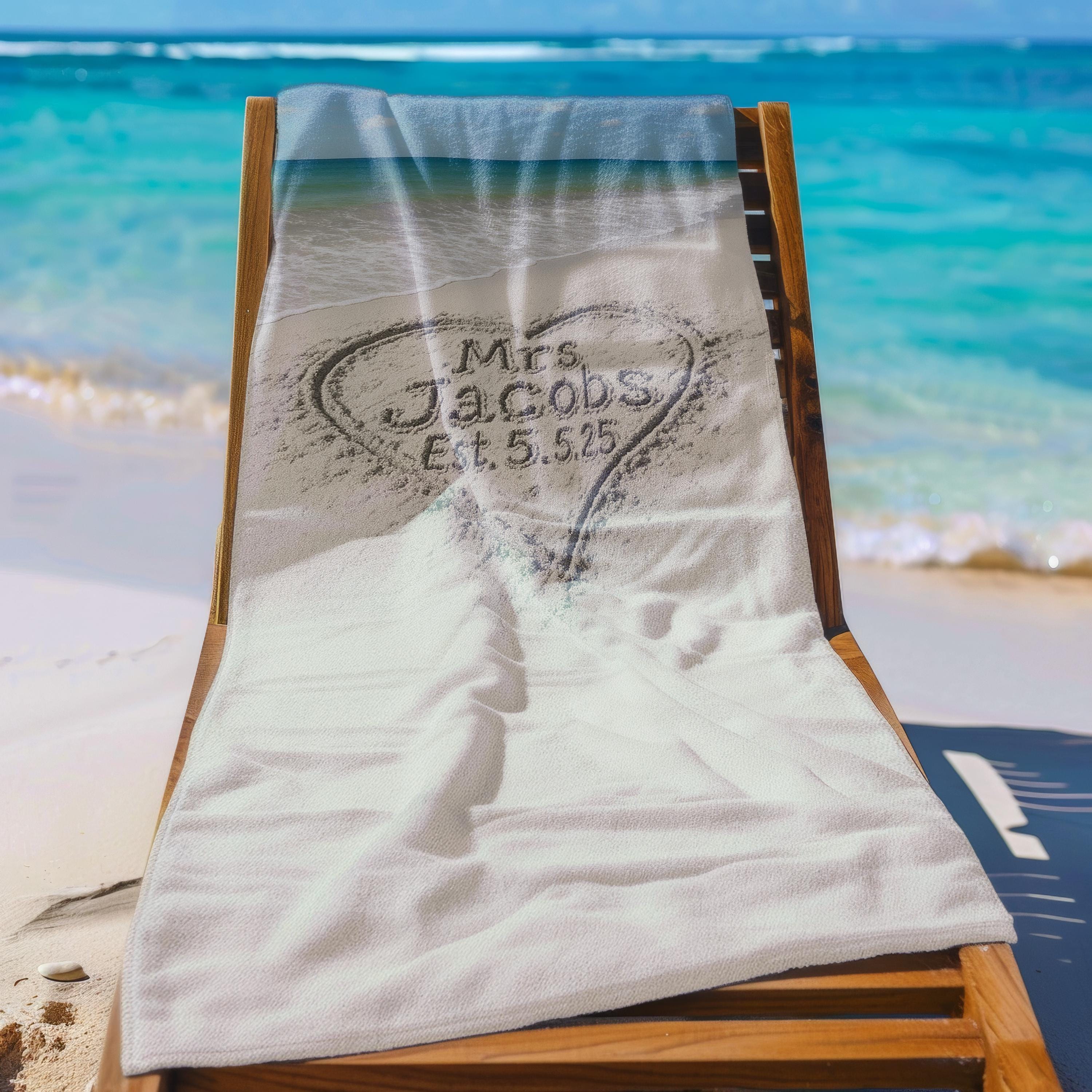 Personalized Mr And Mrs Beach Towel, Custom Honeymoon Towel,  Wifey & Hubby Newlywed Gift, Custom Honeymoon Gifts - Set Of Two Towels