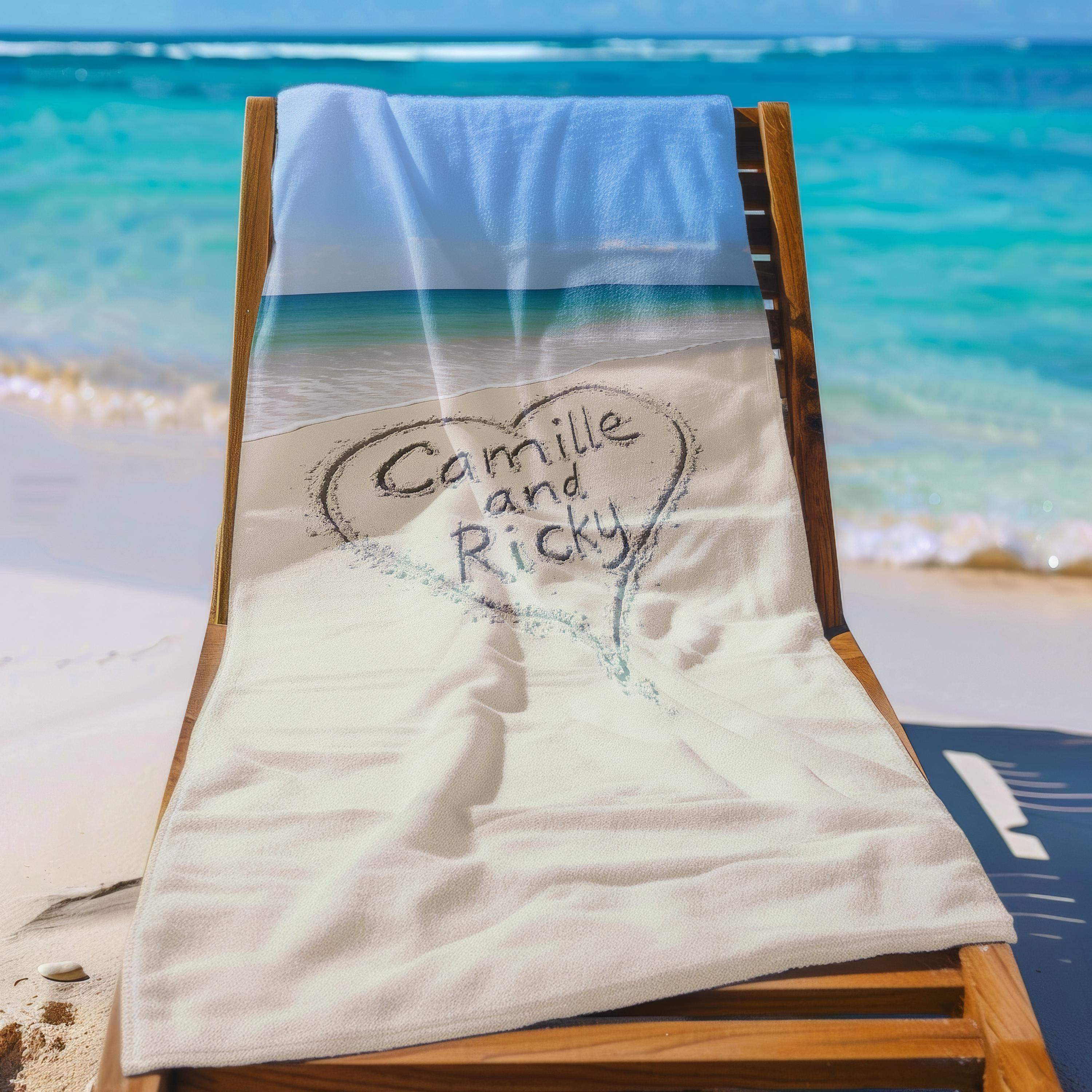 Personalized Mr And Mrs Beach Towel, Custom Honeymoon Towel,  Wifey & Hubby Newlywed Gift, Custom Honeymoon Gifts - Set Of Two Towels