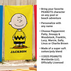 Personalized Peanuts® Beach Towel - Snoopytm Beach Towel - Custom Peanuts® Gang Towel - Choose From 2 Sizes - 8 Peanuts Characters Available