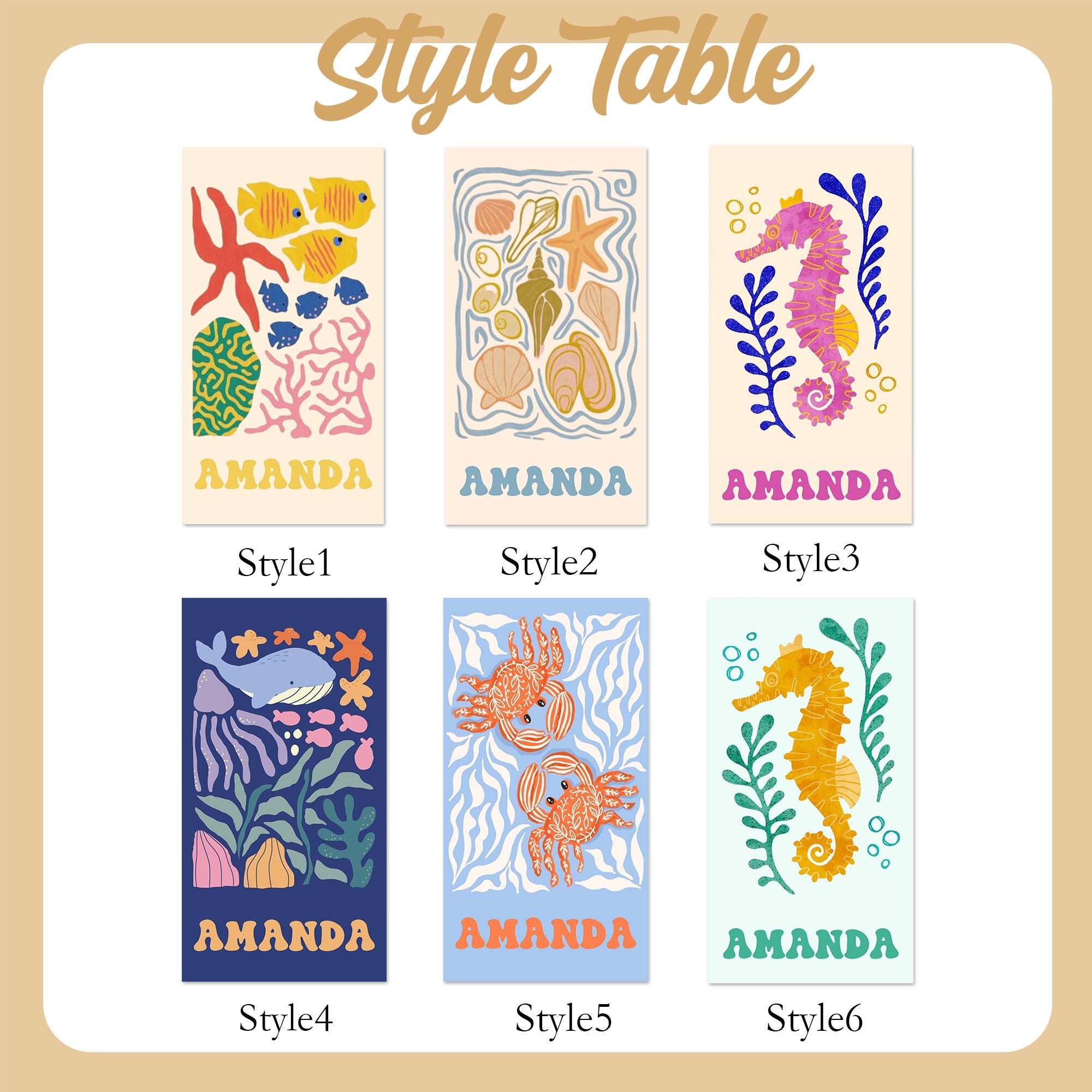Marine Animal Personalized Beach Towel, Custom Name Towel For Baby/kids, Preppy Girls Pool Towel, Kids Xmas Gift, Beach Party Essentials