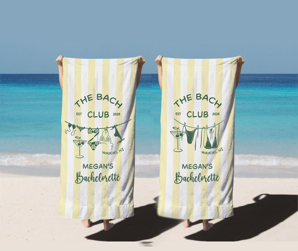 Personalized Bachelorette Beach Towel, Custom Bride Squad Pool Towel, Bridal Party Gift, Last Toast On The Coast Girls Trip