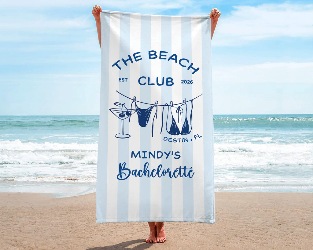 Personalized Bachelorette Beach Towel, Custom Bride Squad Pool Towel, Bridal Party Gift, Last Toast On The Coast Girls Trip