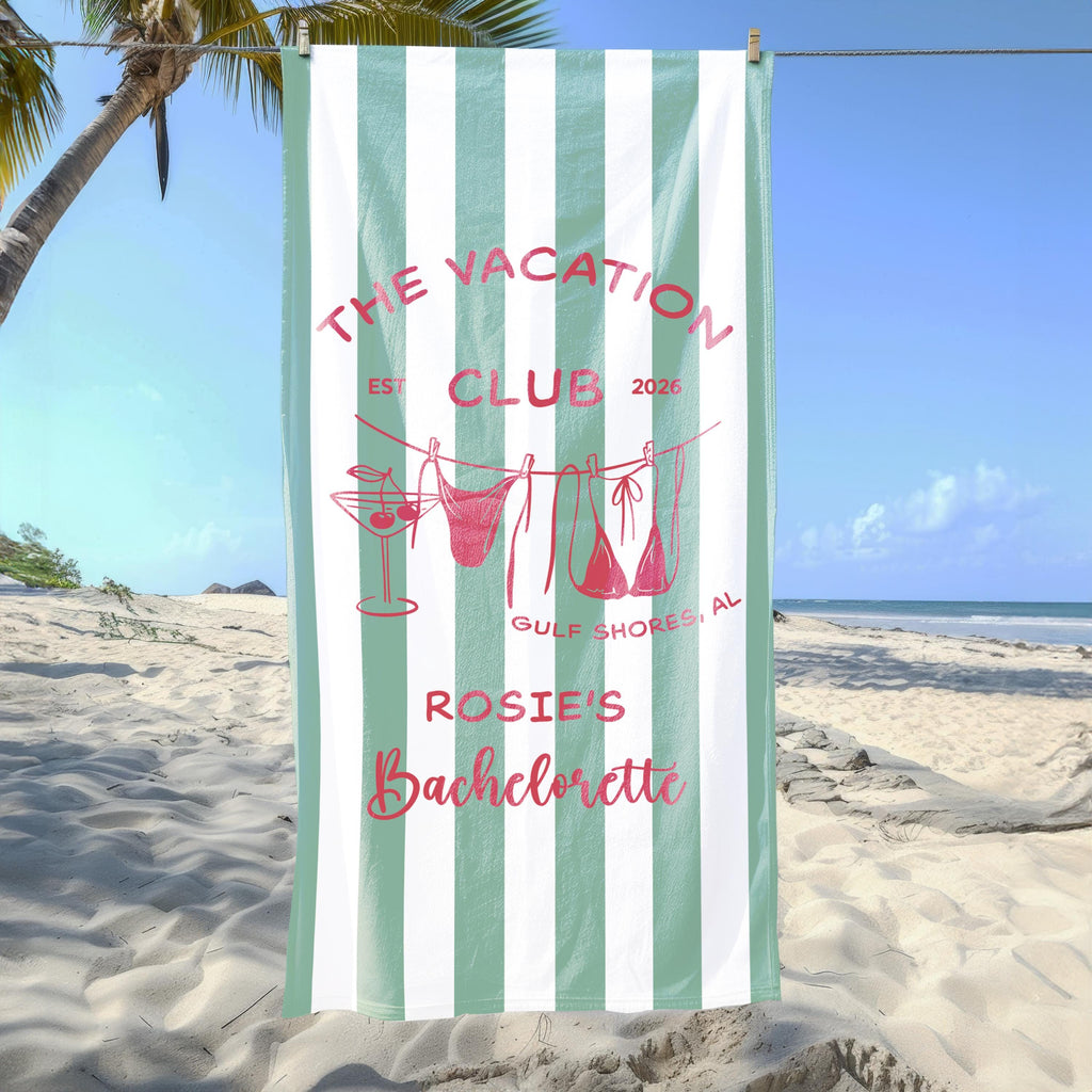 Personalized Bachelorette Beach Towel, Custom Bride Squad Pool Towel, Bridal Party Gift, Last Toast On The Coast Girls Trip