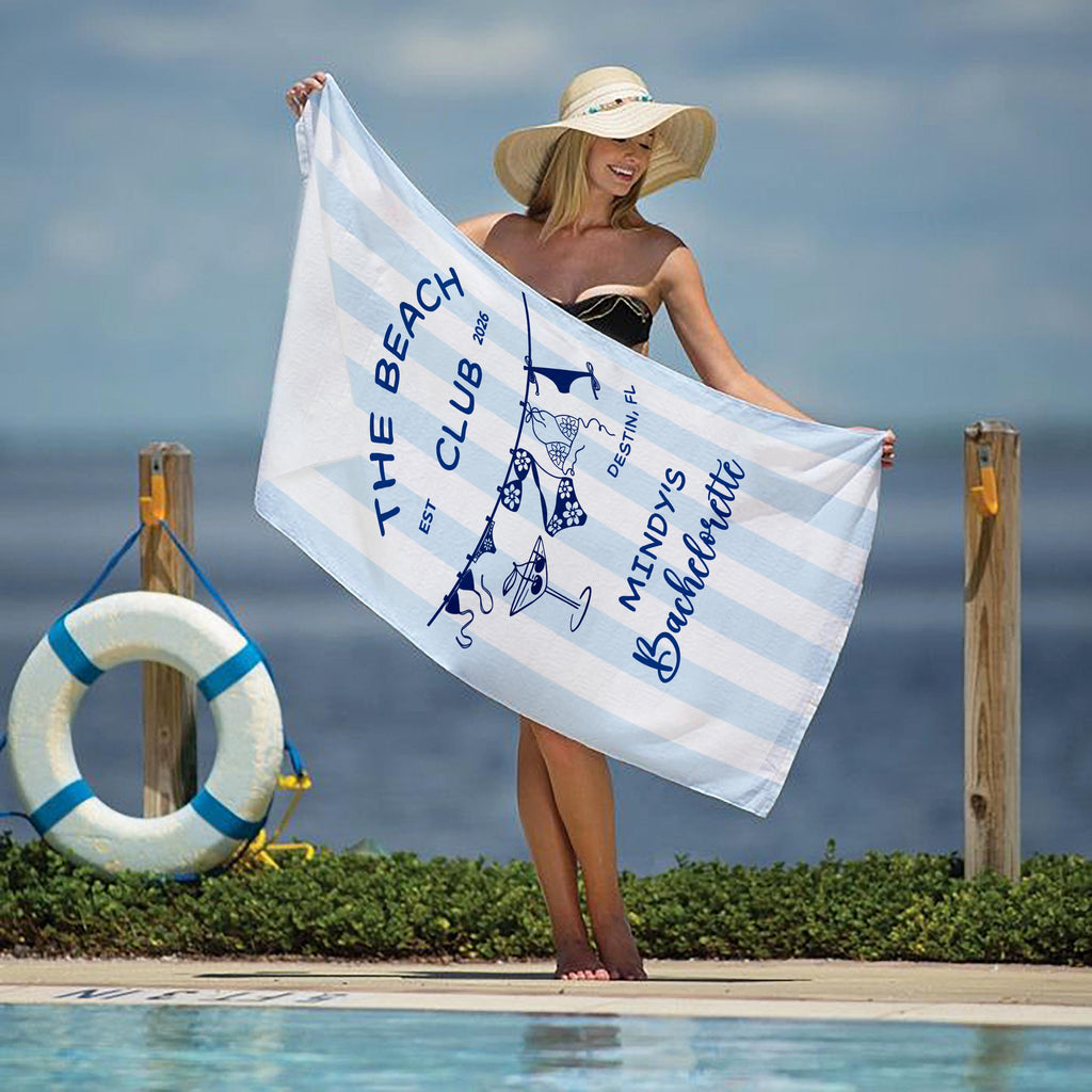 Personalized Bachelorette Beach Towel, Custom Bride Squad Pool Towel, Bridal Party Gift, Last Toast On The Coast Girls Trip