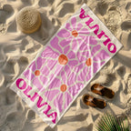 Retro Flower Personalized Beach Towel,durable Towel For Beach Days,pool Trips And Bachelorette Party Favors,perfect Gift For Her&kids