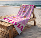 Retro Flower Personalized Beach Towel,durable Towel For Beach Days,pool Trips And Bachelorette Party Favors,perfect Gift For Her&kids