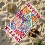 Retro Flower Personalized Beach Towel,durable Towel For Beach Days,pool Trips And Bachelorette Party Favors,perfect Gift For Her&kids