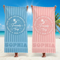 Personalized Friends Trip Beach Towel,custom Name & Year Beach Towel,striped Beach Towel, Girls Trip Gift,summer Beach Vacation Gift