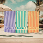 Personalized Groovy Striped Beach Towel: Custom Bachelorette Party Gift