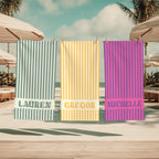 Personalized Groovy Striped Beach Towel: Custom Bachelorette Party Gift