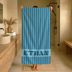 Personalized Groovy Striped Beach Towel: Custom Bachelorette Party Gift
