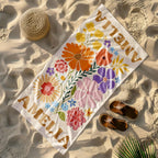 Retro Flower Personalized Beach Towel,durable Towel For Beach Days,pool Trips And Bachelorette Party Favors,perfect Gift For Her&kids