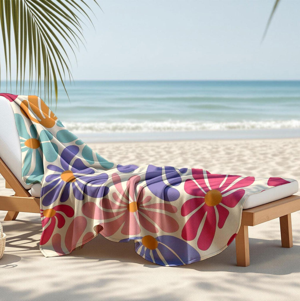 Retro Flower Personalized Beach Towel,durable Towel For Beach Days,pool Trips And Bachelorette Party Favors,perfect Gift For Her&kids