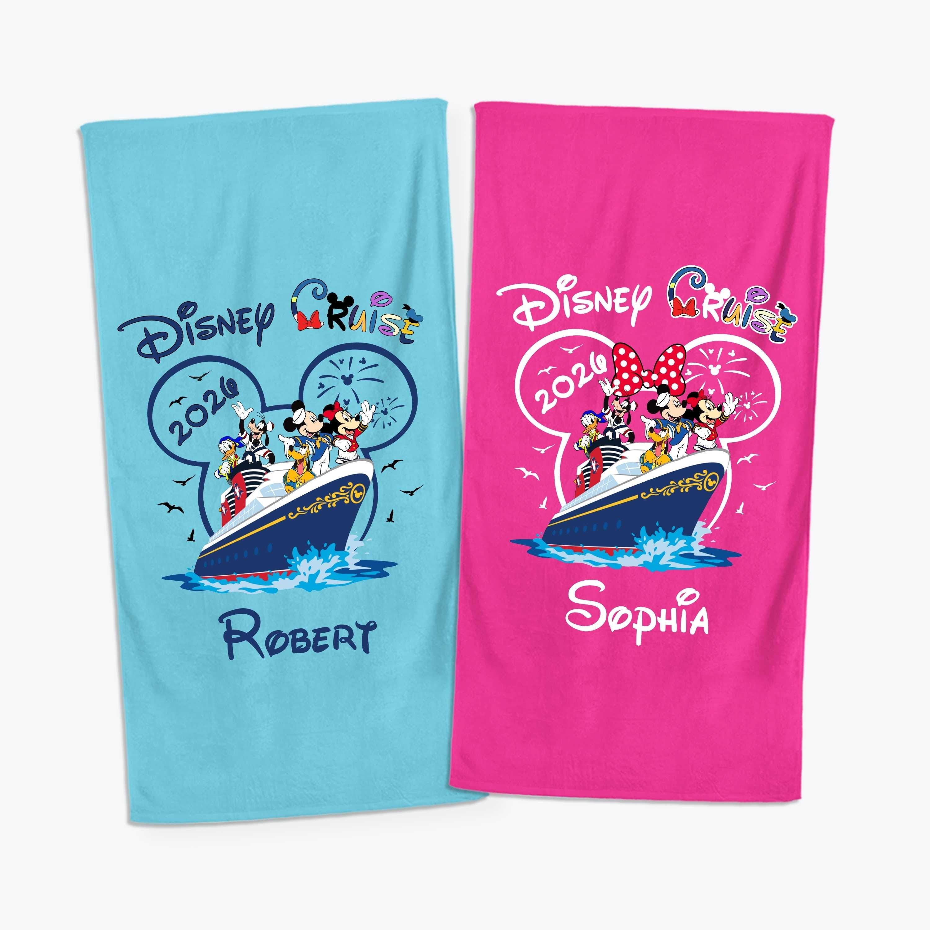 Personalized Disney Cruise 2026 Beach Towel: Custom Mickey Minnie Summer Vacation Gift