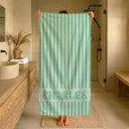Personalized Groovy Striped Beach Towel: Custom Bachelorette Party Gift