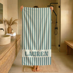 Personalized Groovy Striped Beach Towel: Custom Bachelorette Party Gift