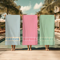 Personalized Groovy Striped Beach Towel: Custom Bachelorette Party Gift
