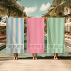 Personalized Groovy Striped Beach Towel: Custom Bachelorette Party Gift