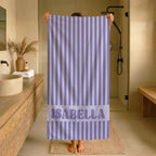 Personalized Groovy Striped Beach Towel: Custom Bachelorette Party Gift