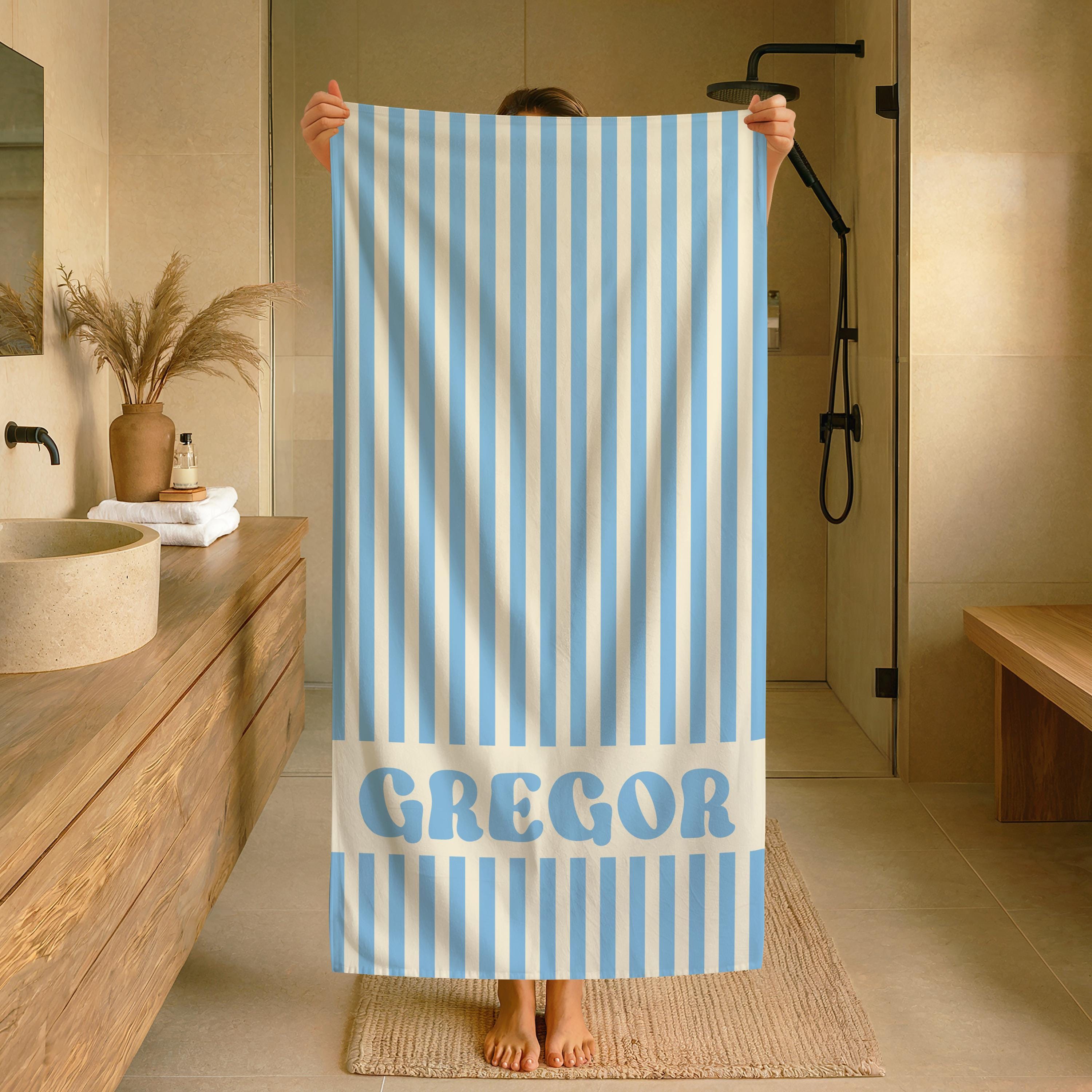 Personalized Groovy Striped Beach Towel: Custom Bachelorette Party Gift