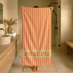 Personalized Groovy Striped Beach Towel: Custom Bachelorette Party Gift
