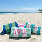 Custom Embroidered Beach Towel; 28 X 58 Striped Pool Towel