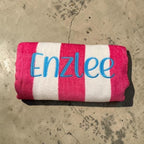 Custom Embroidered Beach Towel; 28 X 58 Striped Pool Towel