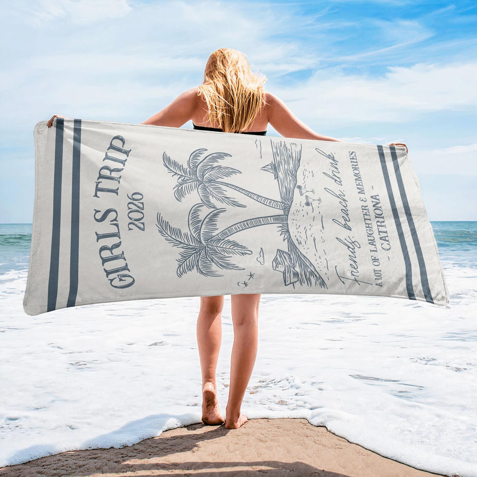 Girls Trip 2026, Personalized Quick-dry Beach Towel, Summer Vacation Gift, Bridesmaid Favor, Bridesmaid Gift, Travel Towel, Beach Towel