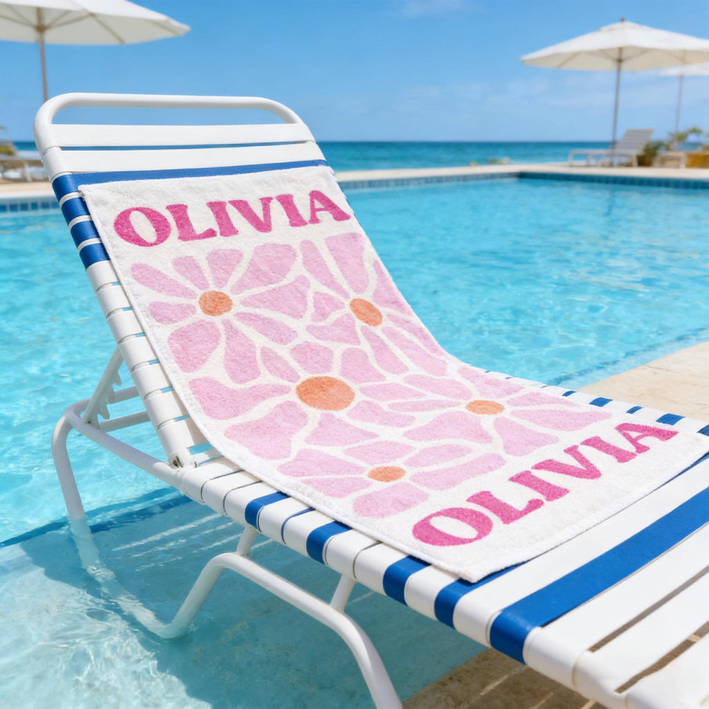 Retro Flower Personalized Beach Towel,durable Towel For Beach Days,pool Trips And Bachelorette Party Favors,perfect Gift For Her&kids