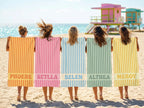 Personalized Beach Towel, Custom Name Pool Towel, Striped Cabana Towel, Bridesmaid Gift, Girls Trip Towel, Kids Beach Towel