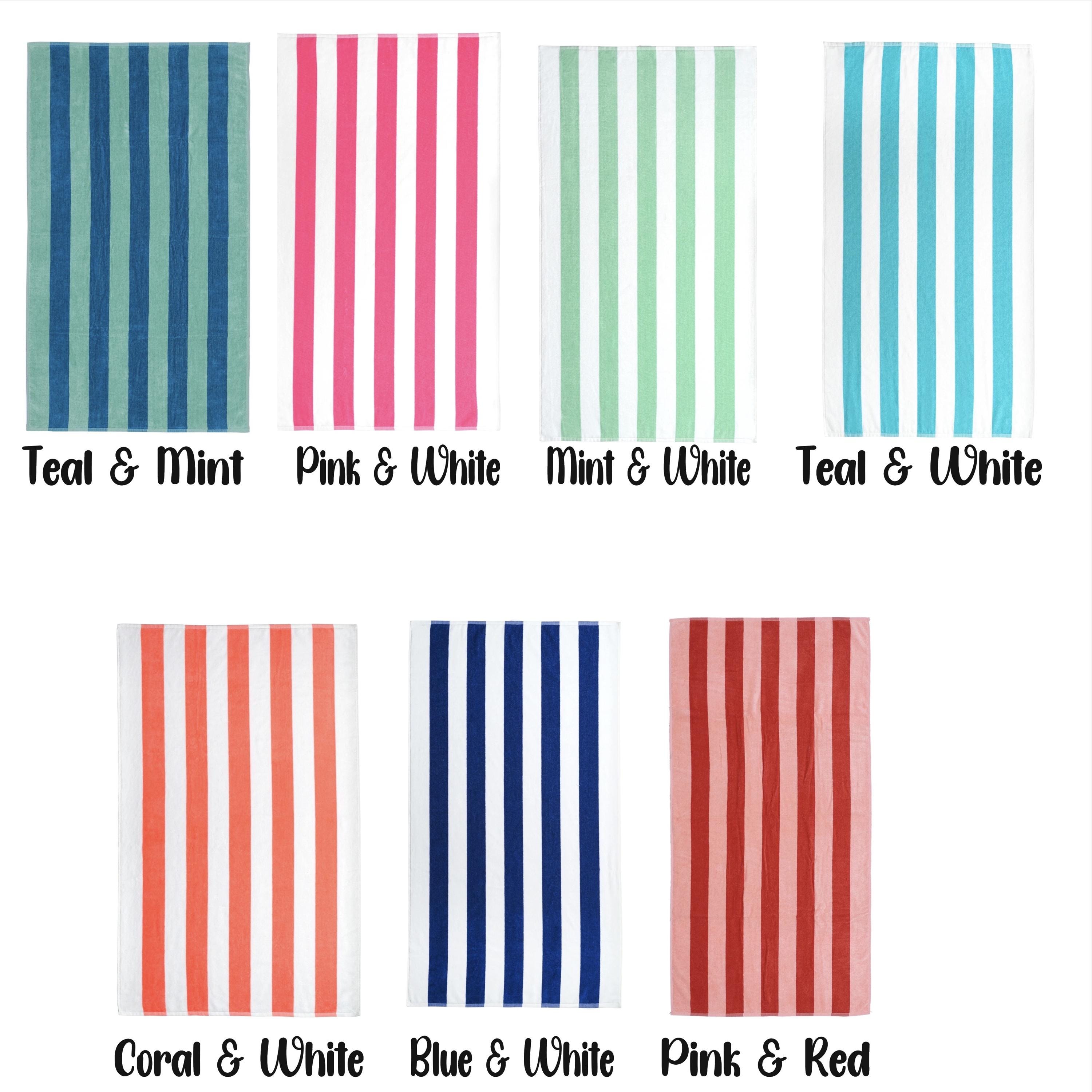 Custom Embroidered Beach Towel; 28 X 58 Striped Pool Towel