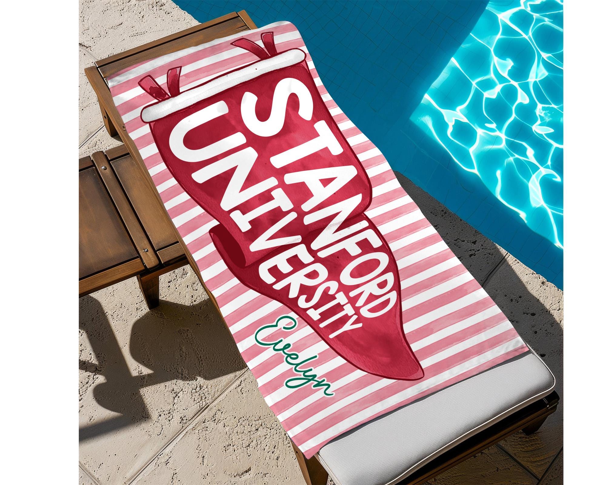 Personalized College Pennant Beach Towel, School Banner School Spirit Beach Towel, High School Graduation Gift, University Graduation Gift