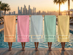 Personalized Beach Towel, Custom Name Pool Towel, Striped Cabana Towel, Bridesmaid Gift, Girls Trip Towel, Kids Beach Towel