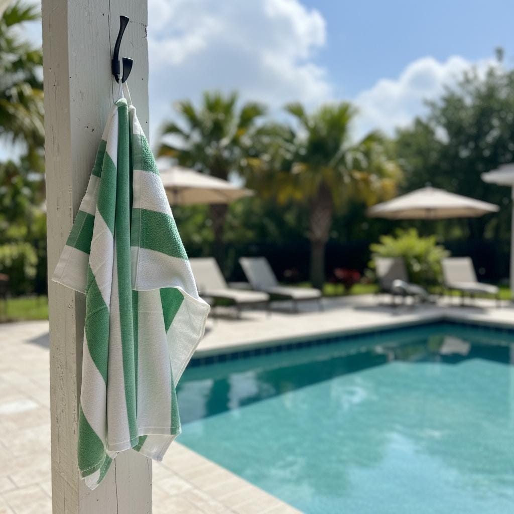 Custom Embroidered Beach Towel; 28 X 58 Striped Pool Towel
